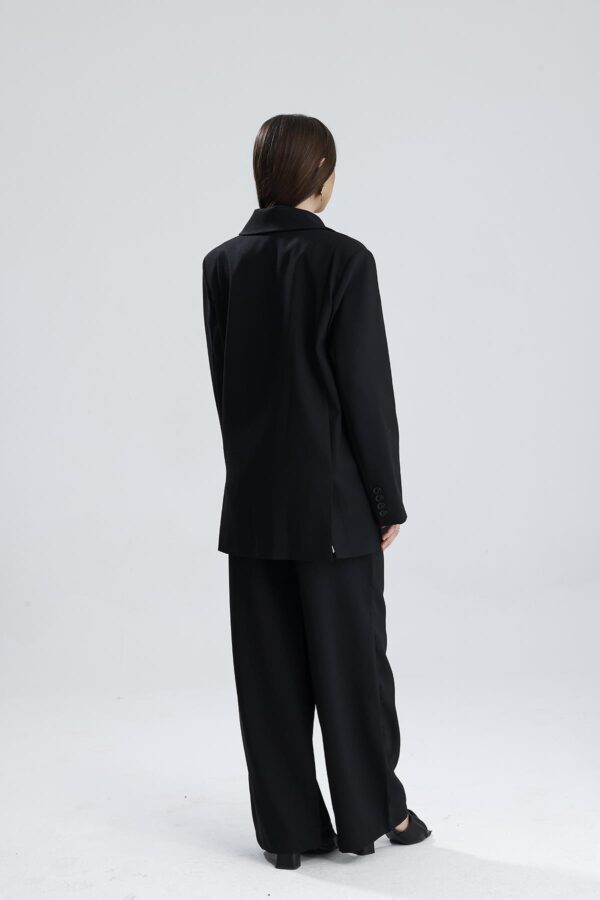 Üç Cepli Önü Düğmeli Oversize Blazer Ceket - Siyah - Görsel 6