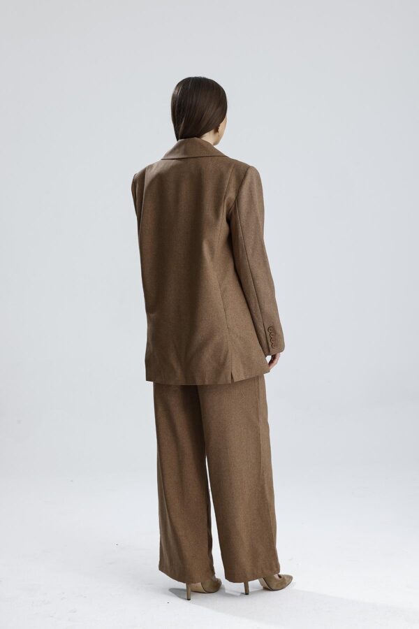 Üç Cepli Önü Düğmeli Oversize Blazer Ceket - Açık Kahve - Görsel 6