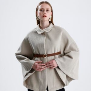 Deri Kemerli Kaşe Panço - Bej