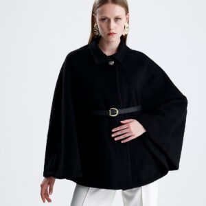 Deri Kemerli Kaşe Panço - Siyah